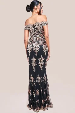 Bardot Sequin Embroidered Maxi Dress - Champagne by Goddiva