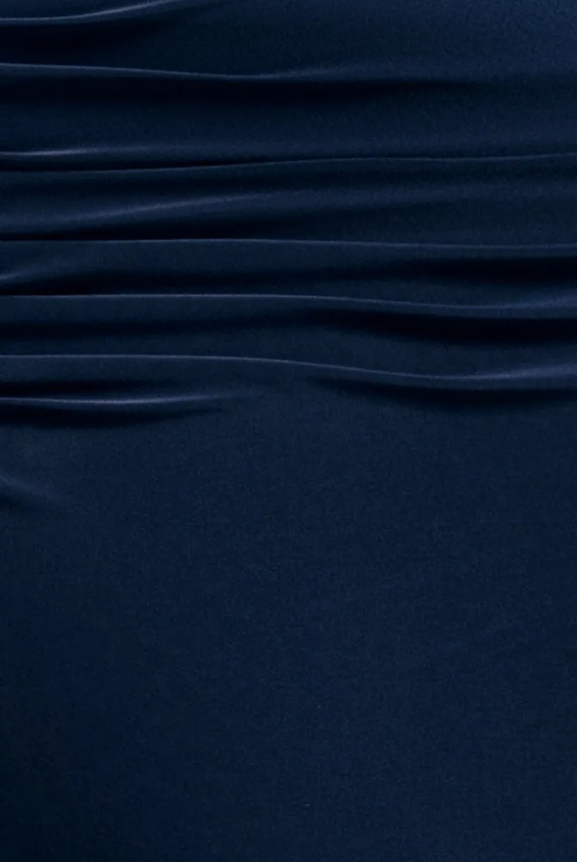 Bat Wing Elasticated Side Gather Maxi Dress - Navy Blue by Goddiva