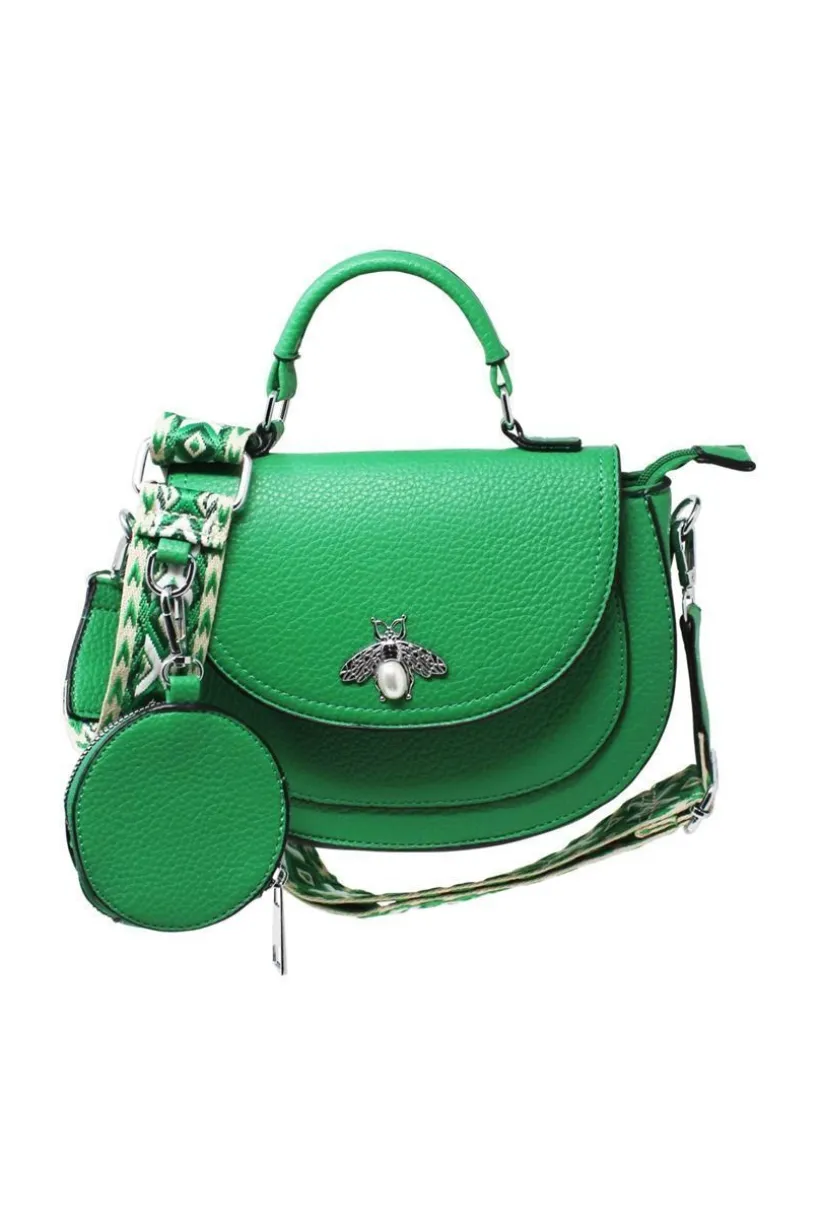 Bee Embellishment Crossbody Bag In Green by SVNX