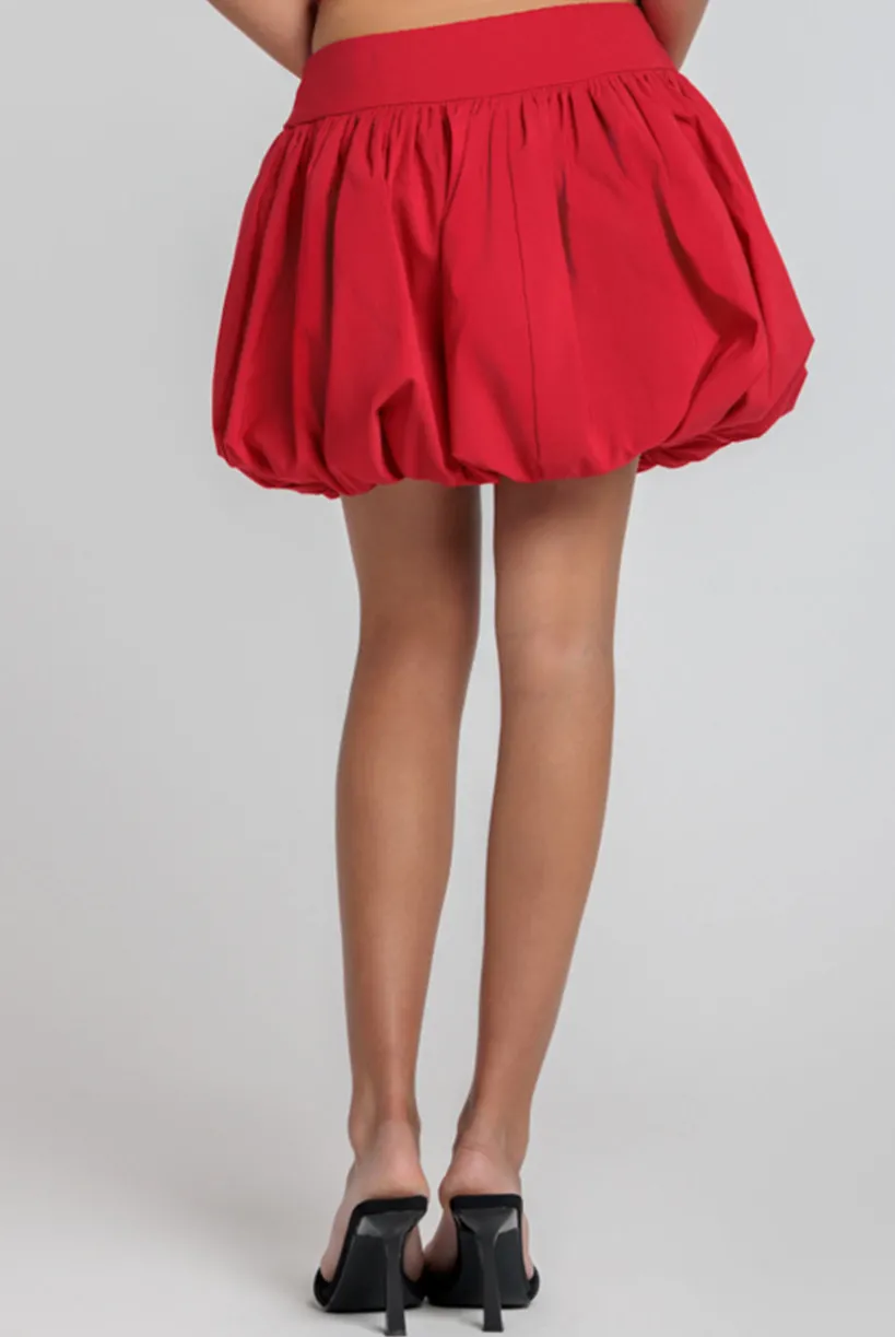 Bengaline Balloon Mini Skirt - Red by Goddiva