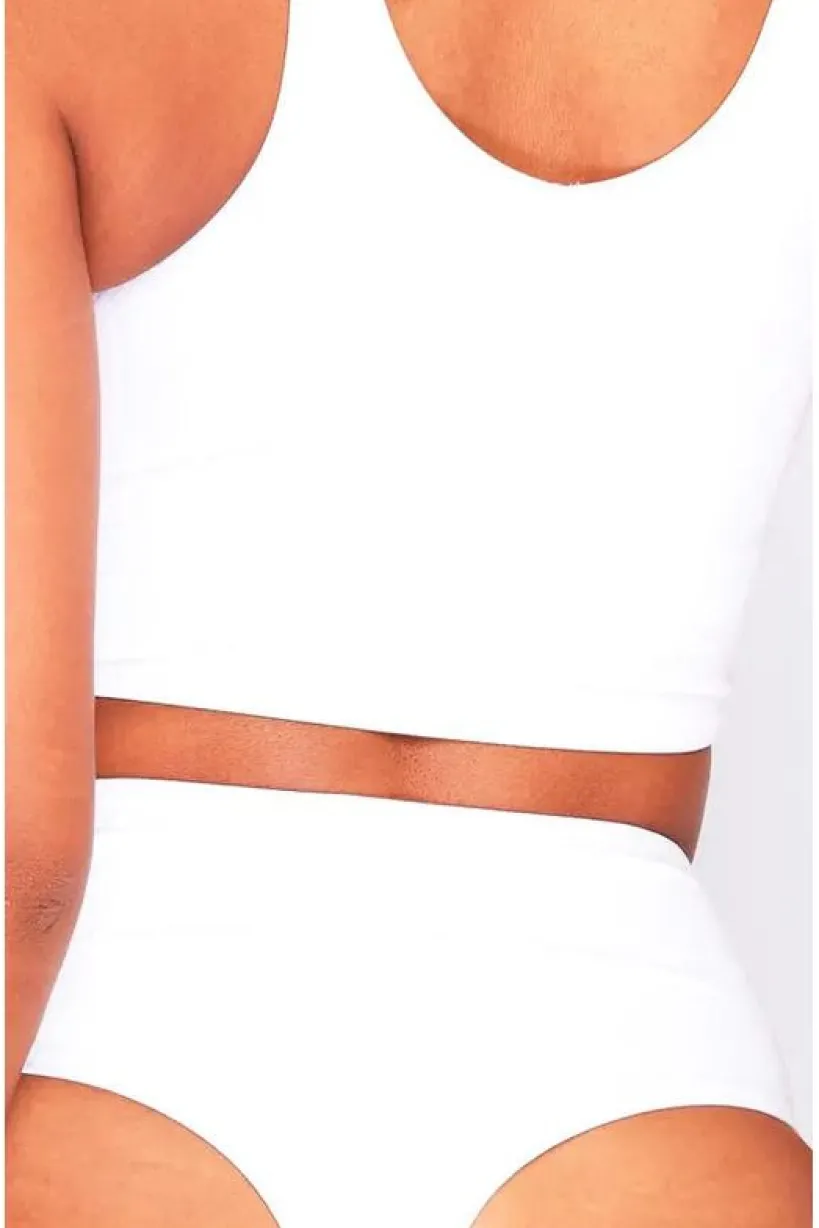 Bikini Long Crop Top In White by Maribela