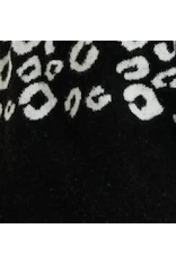 Black And White Jacquard Animal Pattern Jumper With Zip Front by Liquorish