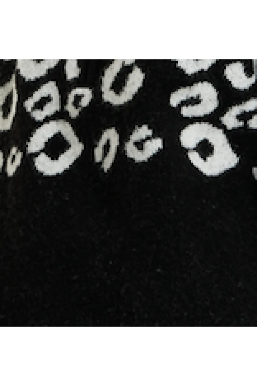 Black And White Jacquard Animal Pattern Jumper With Zip Front by Liquorish