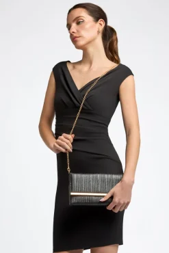 Black Beaded Soft Clutch Bag by Aftershock London
