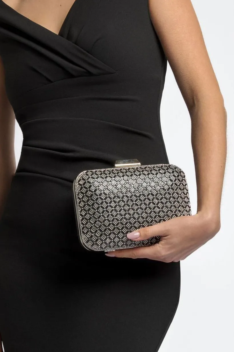 Black Diamante Clutch Bag by Aftershock London