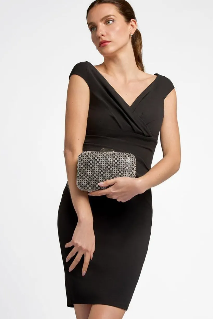 Black Diamante Clutch Bag by Aftershock London