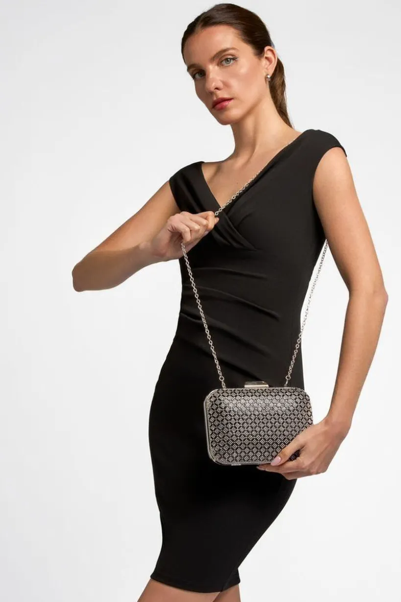 Black Diamante Clutch Bag by Aftershock London