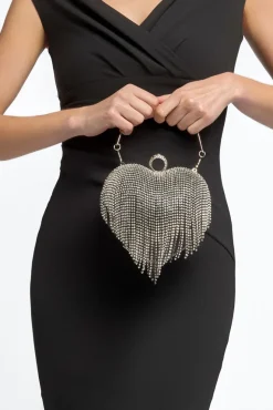 Black Heart Diamante Evening Bag by Aftershock London