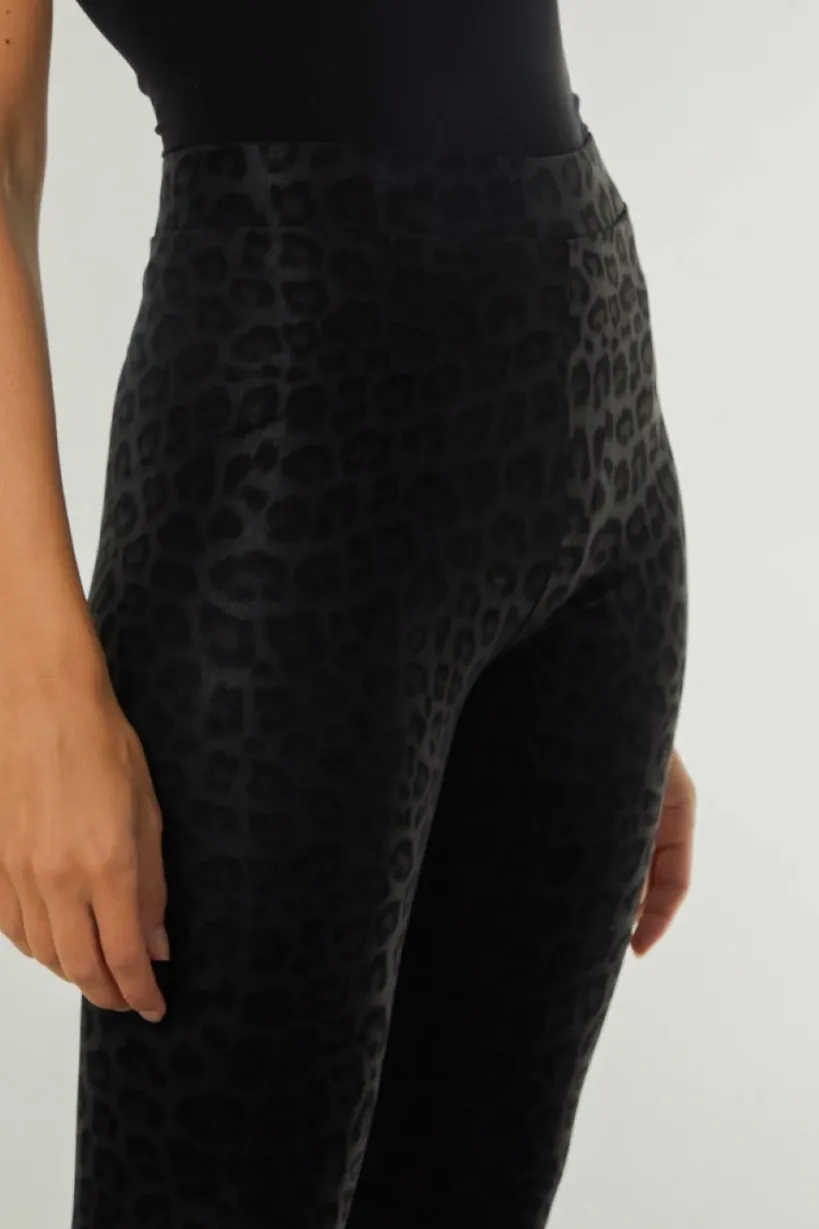 Black Leopard Print Leather Look Leggings by Aftershock London