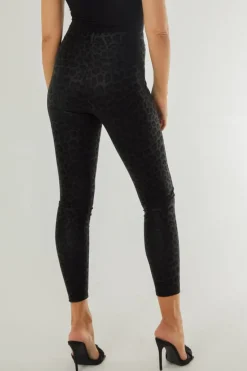 Black Leopard Print Leather Look Leggings by Aftershock London