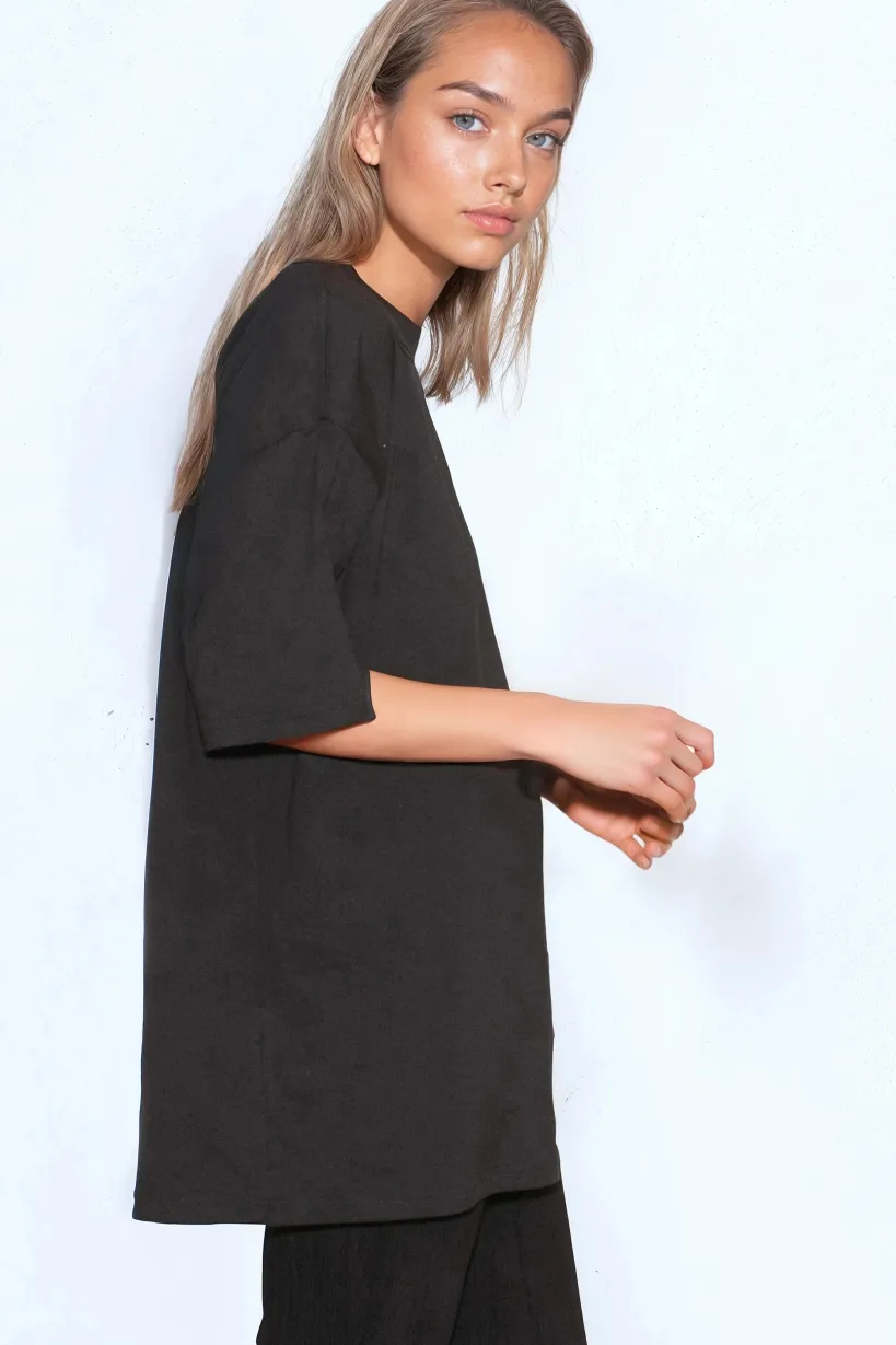 Black Logo Cotton Oversized T Shirt by Aftershock London