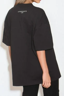 Black Logo Cotton Oversized T Shirt by Aftershock London