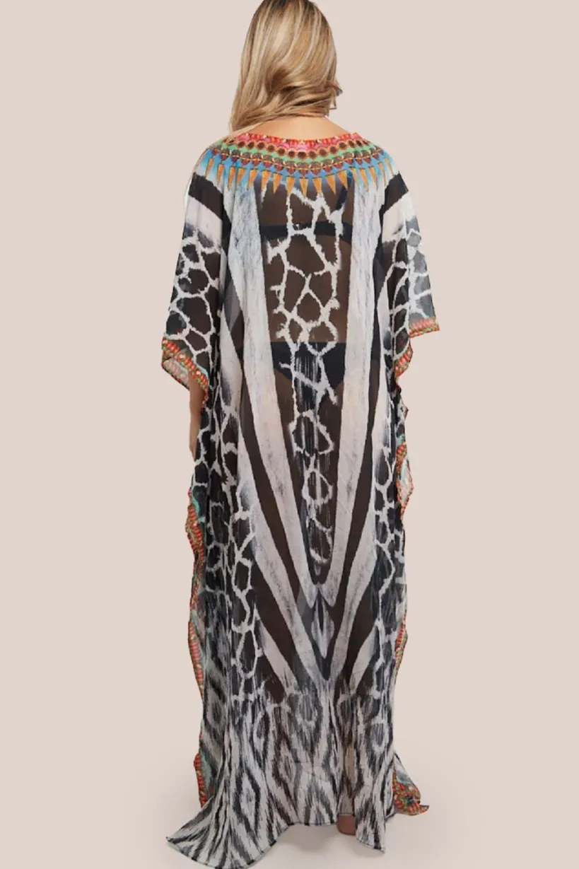 Black Maxi Beach Dress Kaftan by Aftershock London