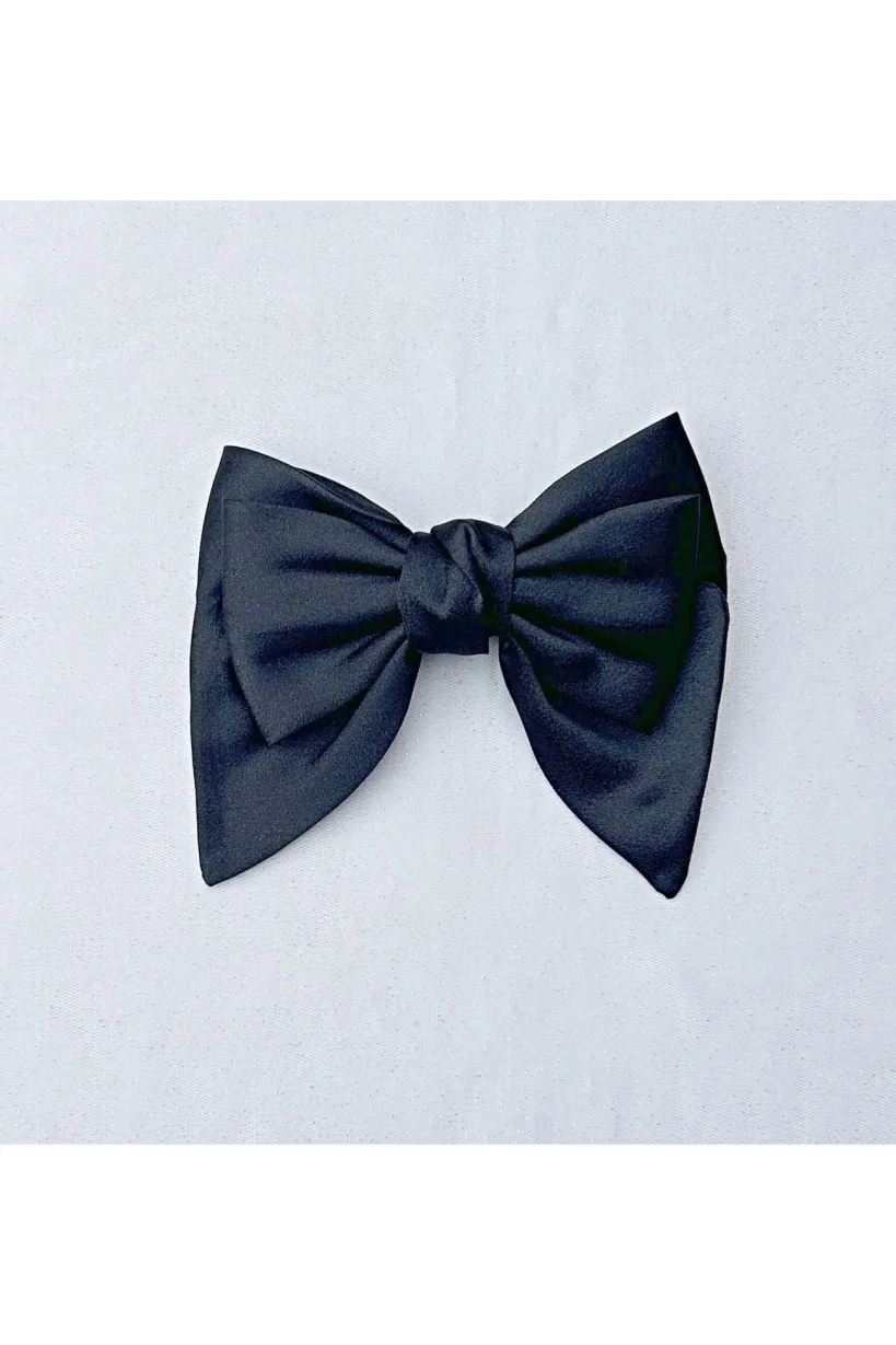 Black Satin Hair Bow Black Hair Clip by QueenMee Accessories