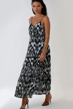 Black Strappy Wrap Maxi Dress by Aftershock London
