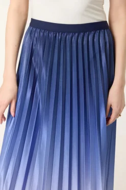 Blue Gradient Pleated Midi Skirt by Aftershock London