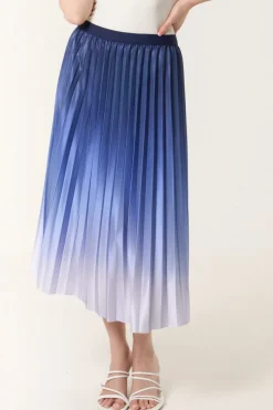 Blue Gradient Pleated Midi Skirt by Aftershock London