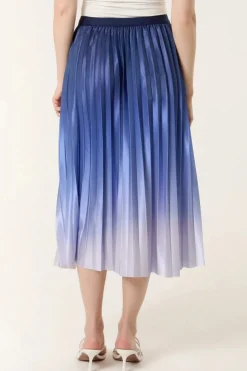 Blue Gradient Pleated Midi Skirt by Aftershock London