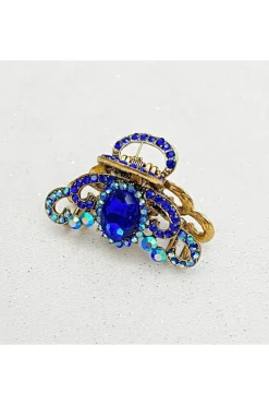 Blue Hair Claw Clip With Gems by QueenMee Accessories