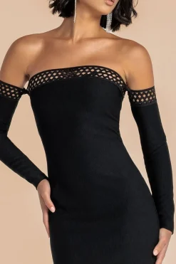 Boobtube Ribbed Midi Dress With Split - Black by Goddiva