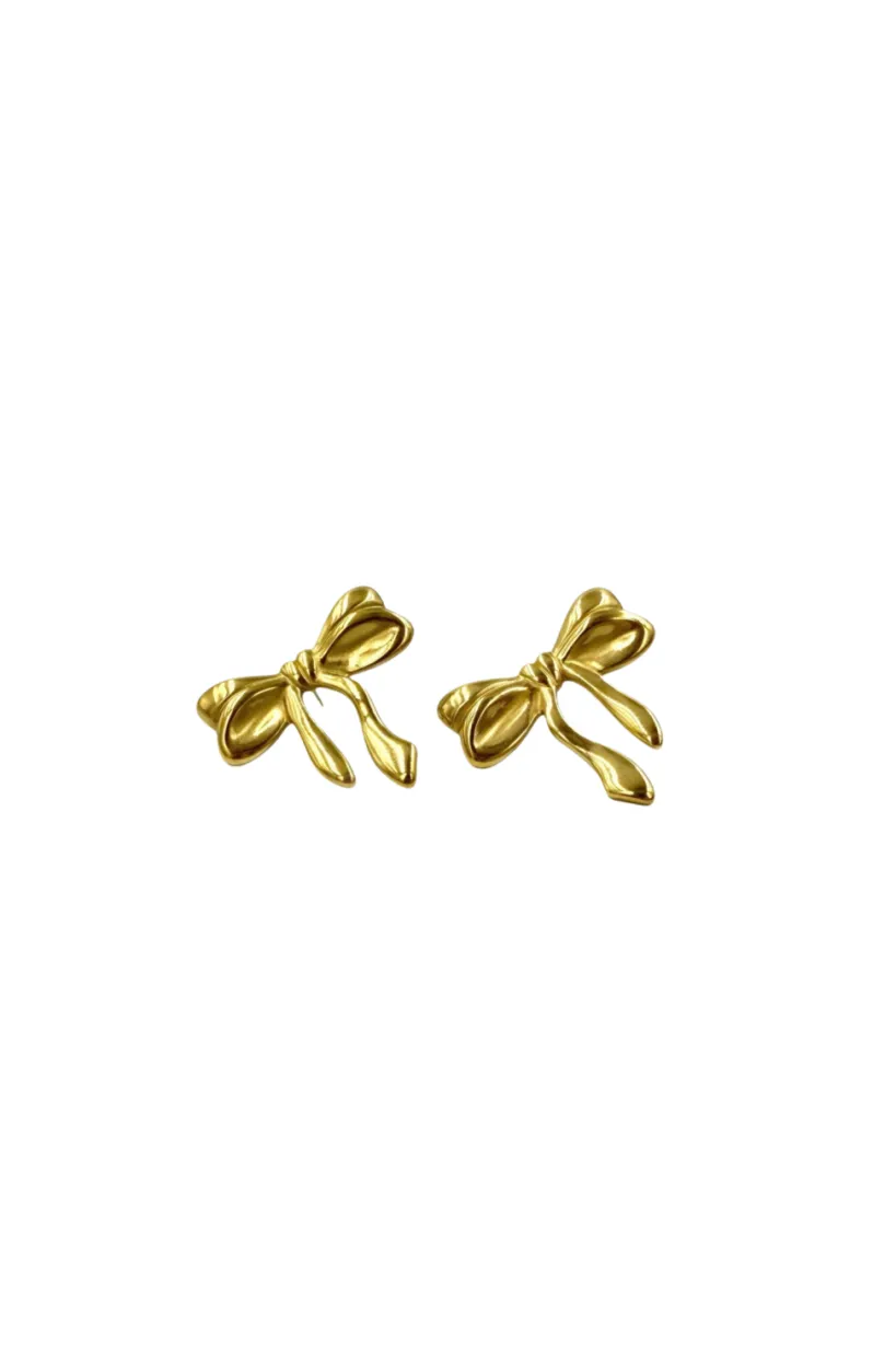 Bow Earring In Gold by Last True Angel