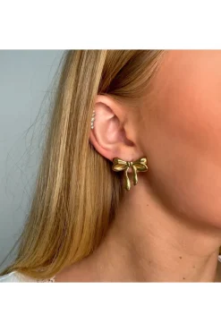 Bow Earring In Gold by Last True Angel