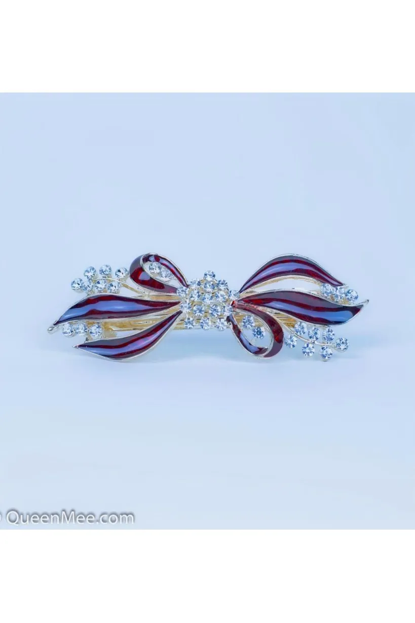 Bow Hair Clip With Diamante by QueenMee Accessories