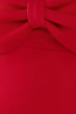 Bow Off The Shoulder A Line Midi Dress - Red by Goddiva