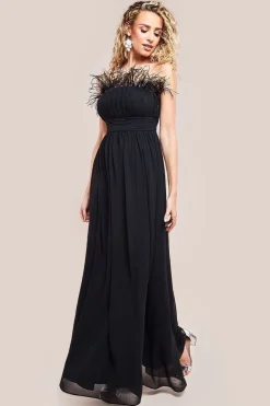 Bridesmaids Chiffon Maxi Dress - Black by Goddiva