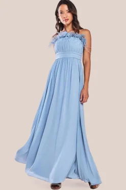 Bridesmaids Chiffon Maxi Dress - Blue by Goddiva