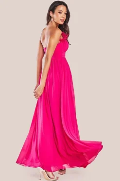 Bridesmaids Chiffon Maxi Dress - Hot Pink by Goddiva