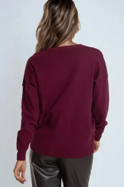 Burgundy Crew Neck Fine Knit Jumper by Aftershock London