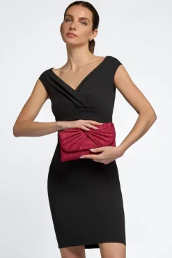 Burgundy Suede Clutch Bag With Knot Detail by Aftershock London