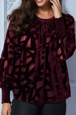 Burnout Pattern Top - Wine by Goddiva