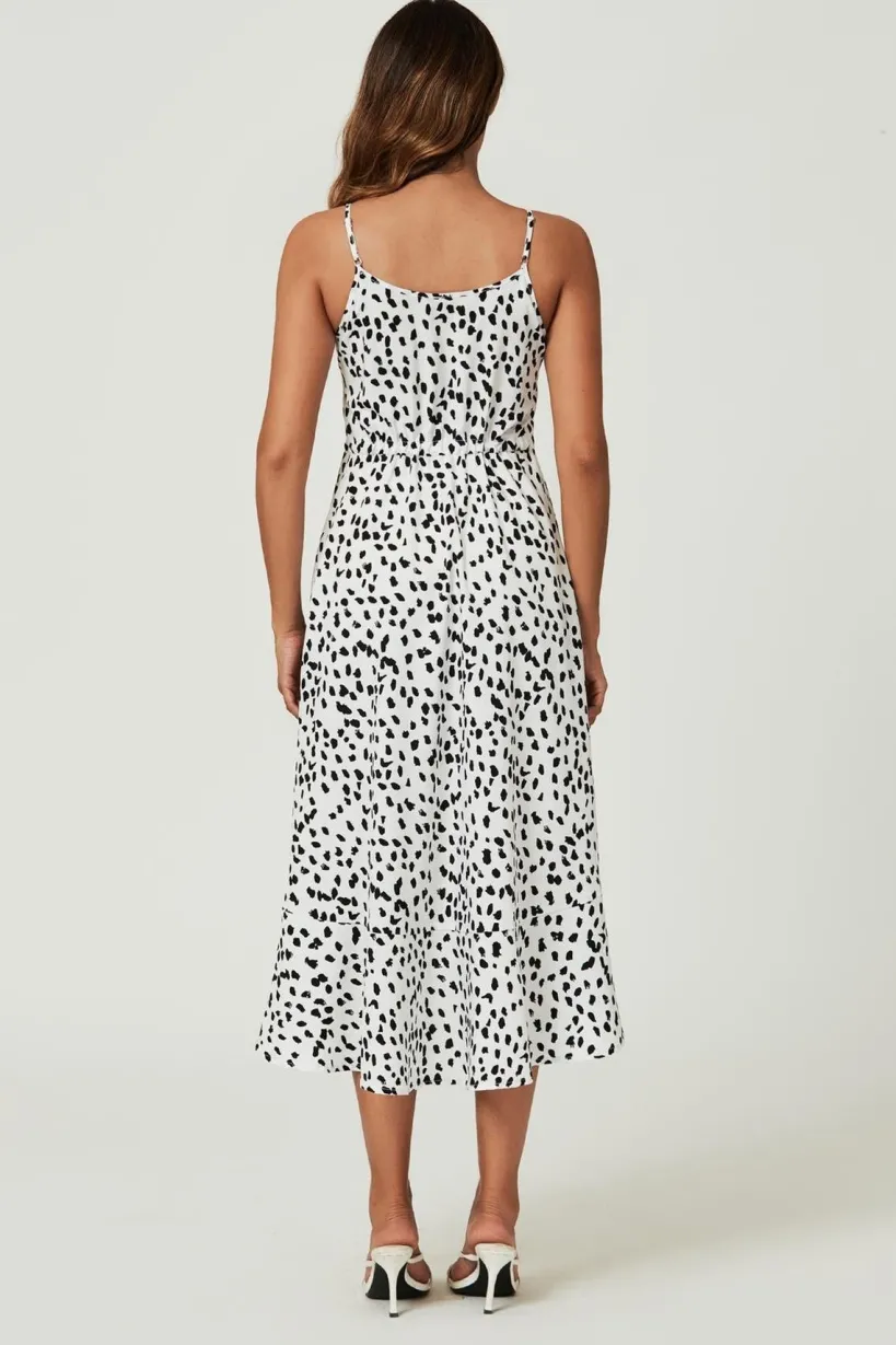 Button Down High Low Strappy Dress In White by FS Collection