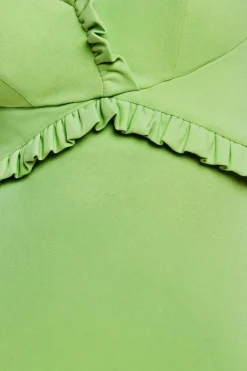 Cap Sleeve Frill Edge Midi Dress - Lime Green by Goddiva