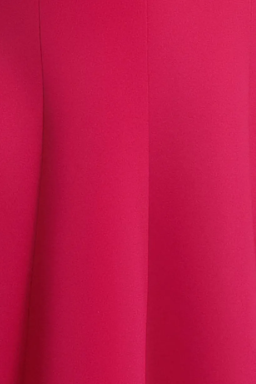 Cap Sleeve Plunging V-Neckline A-line Midi Dress - Magenta by Goddiva