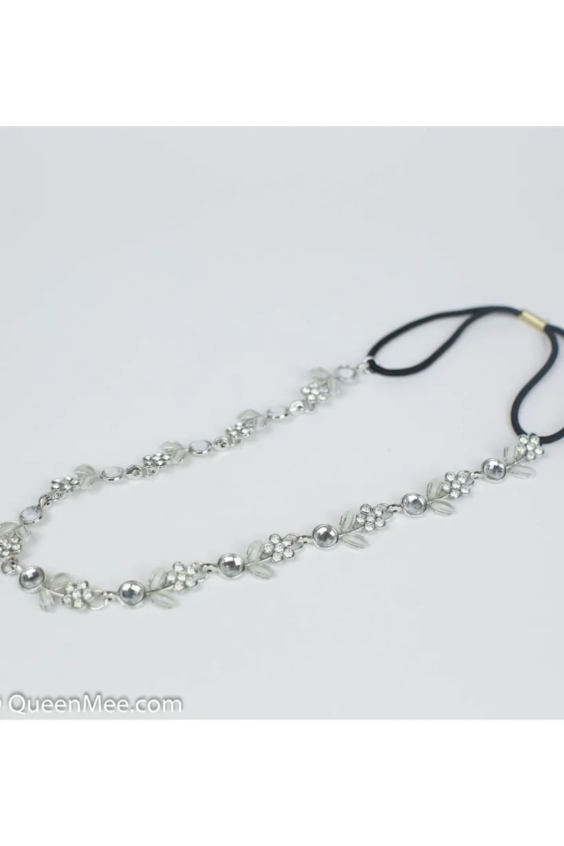 Chain Headband With Diamante Flowers by QueenMee Accessories