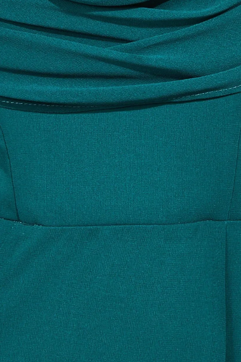Chiffon Bardot Cowl Neck Maxi Dress - Emerald Green by Goddiva