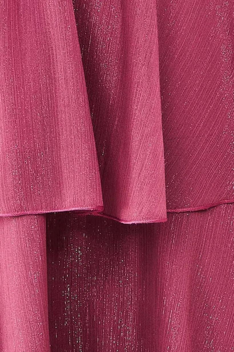 Chiffon Layered Flutter Sleeve Midi Dress - Pink by Goddiva