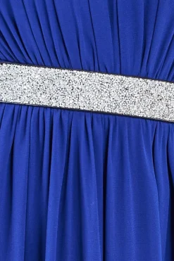 Chiffon Maxi With Embellished Belt - Royal Blue by Goddiva