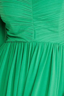 Chiffon Off The Shoulder Maxi With Cape Sleeves - Green by Goddiva