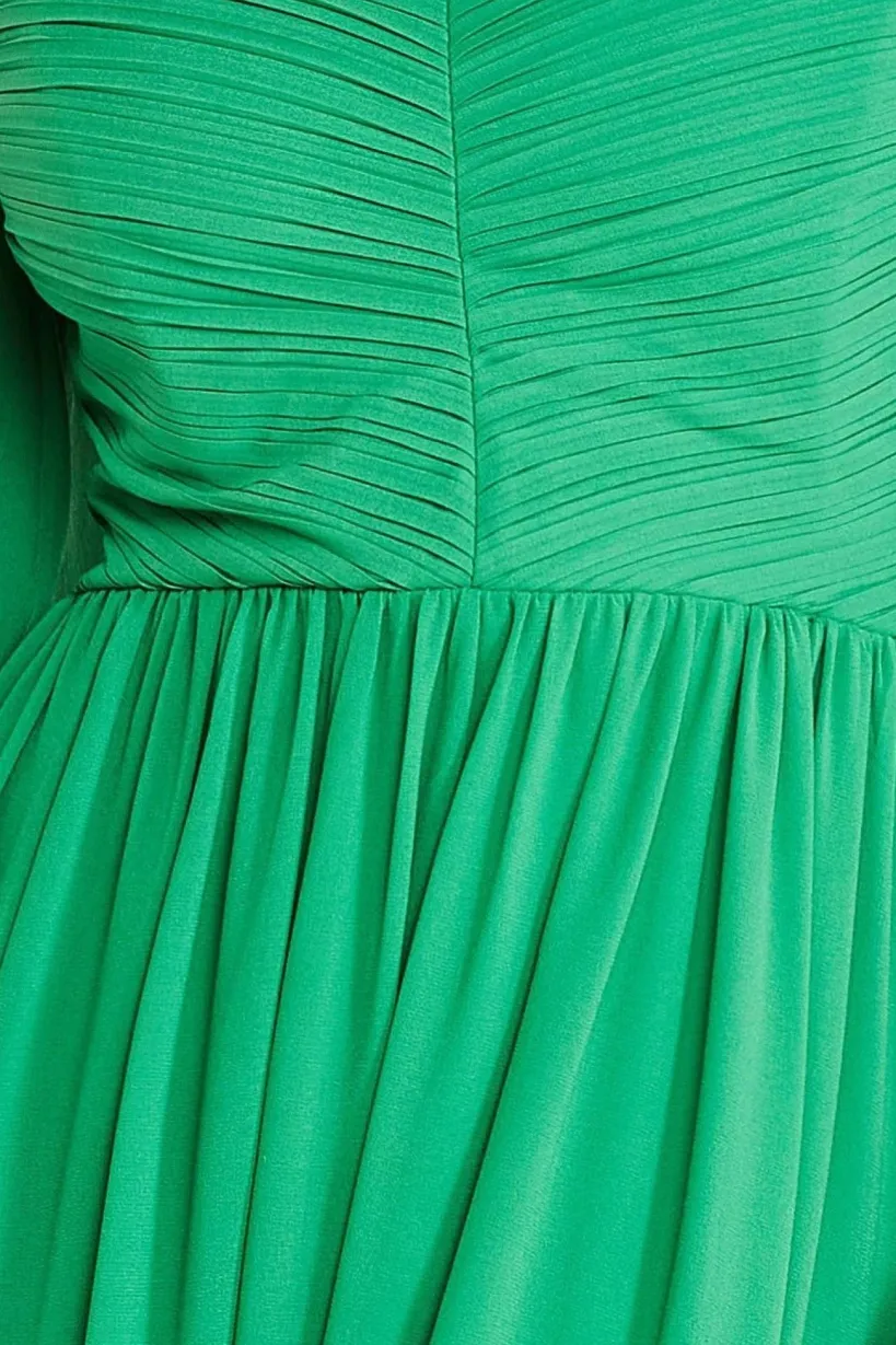 Chiffon Off The Shoulder Maxi With Cape Sleeves - Green by Goddiva