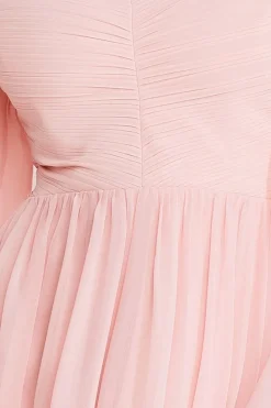 Chiffon Off The Shoulder Maxi With Cape Sleeves - Blush by Goddiva