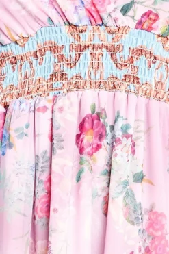 Chiffon Wrap Border Floral Print Maxi Dress - Pink by Goddiva