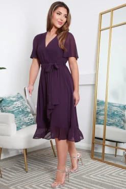 Chiffon Wrap Dress With Tea Sleeves by Double Second