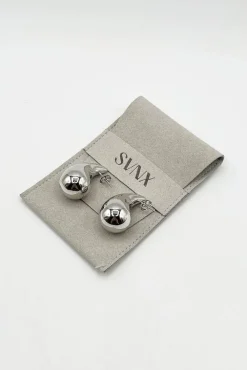 Chunky Droplet Earrings In Silver by SVNX