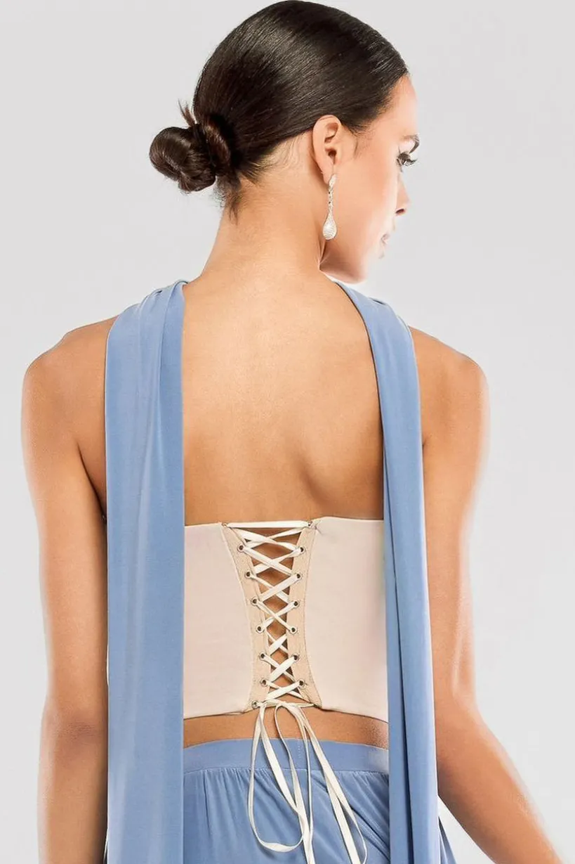 Compact Crepe Lace Up Corset by Goddiva