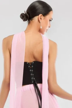 Compact Crepe Lace Up Corset by Goddiva