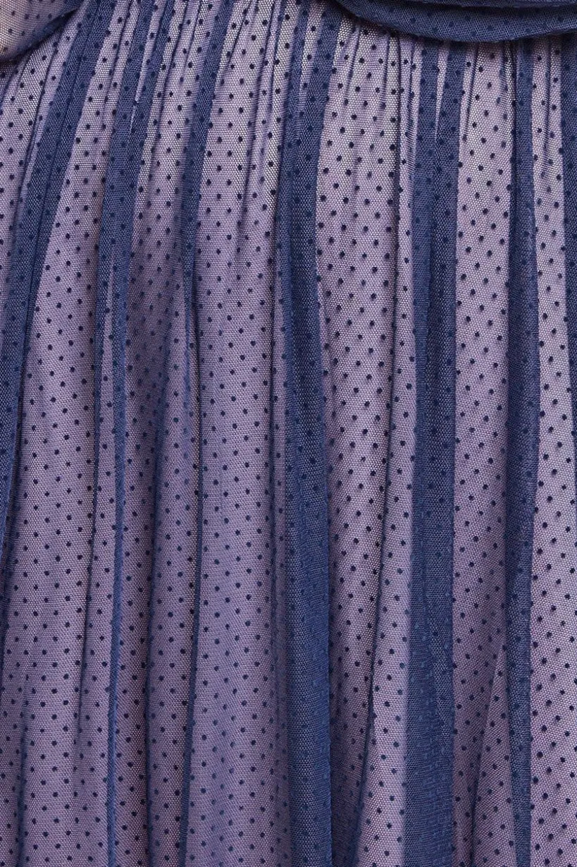 Corsage V-Neck Dobby Mesh Maxi Dress - Blue by Goddiva